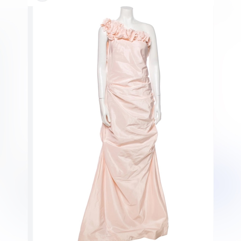 Beautiful Vintage Rickie Freeman Teri Jon gown 100% silk pale pink size 12